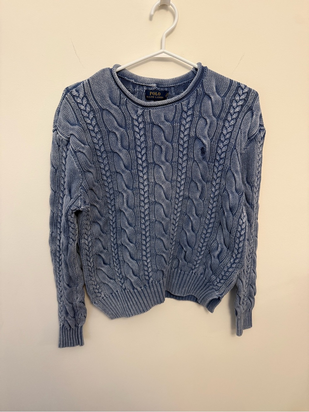 Polo by Ralph Lauren Light Blue Cable-Knit Crewneck Sweater